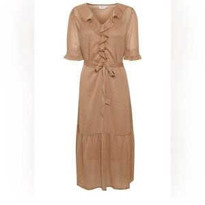 Saint Tropez Tan Ruffle Dress Medium